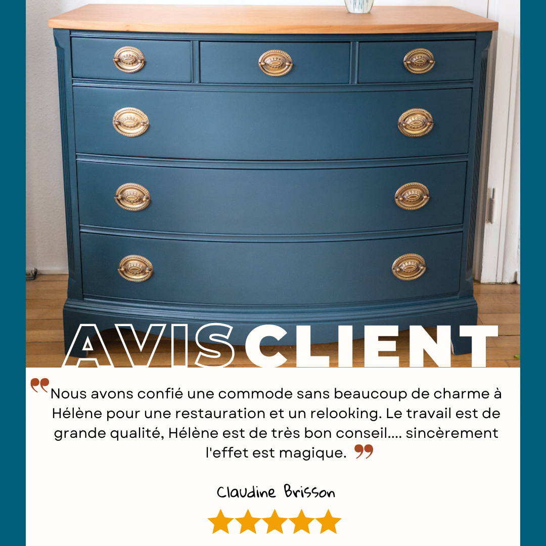 Avis client 5 étoiles Hélène Lamblot Création commode relookée peinture